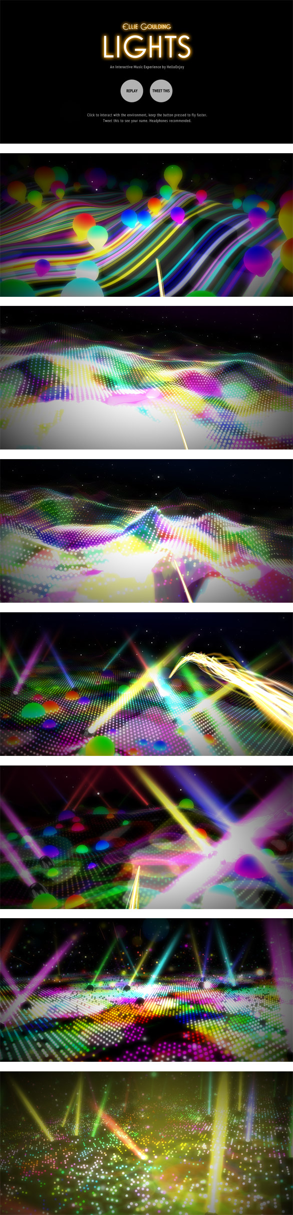 lights Lights, de Ellie Goulding, une expérience musicale & interactive utilisant webGL !