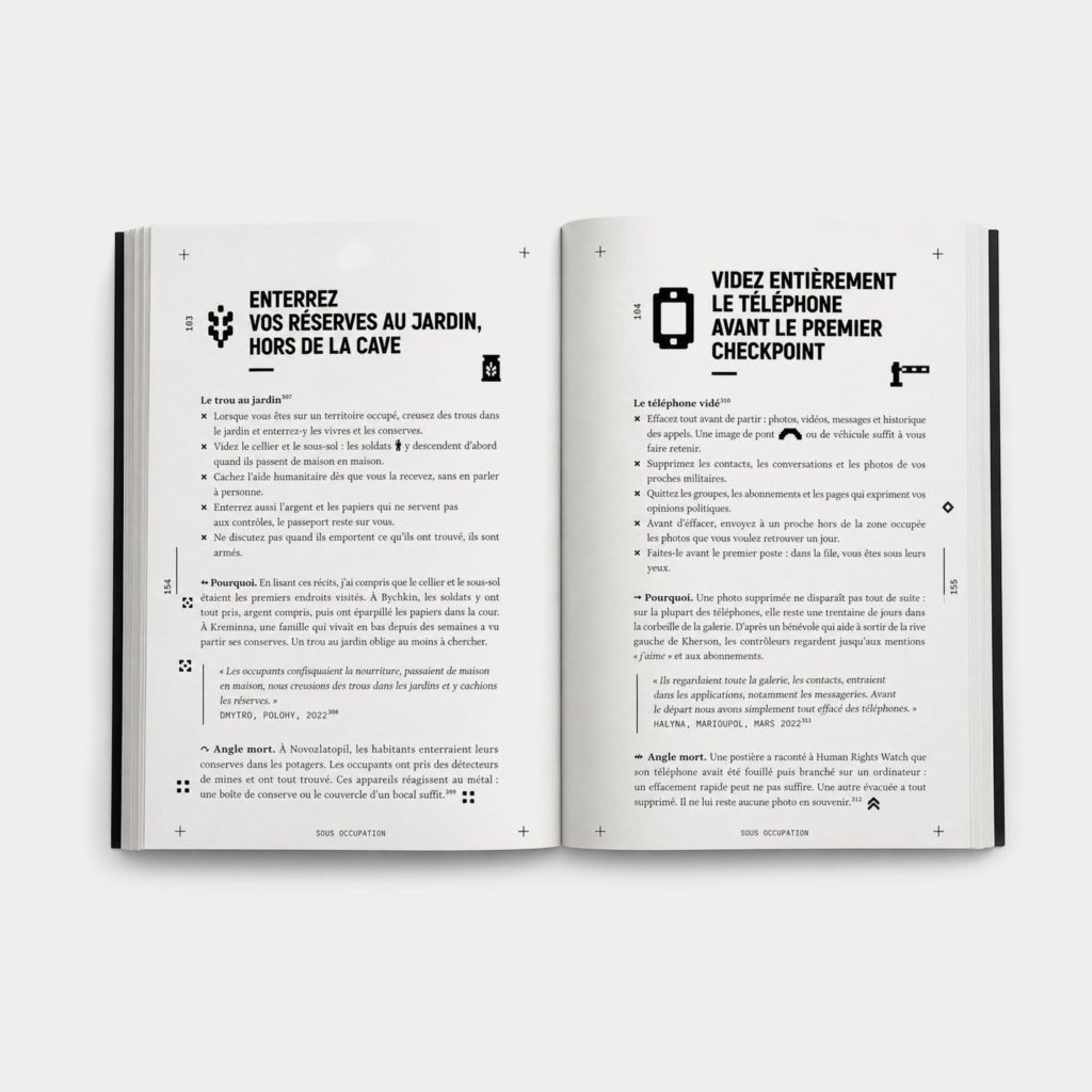 Double page de (SUR)VIVRE : Enterrez vos réserves au jardin, hors de la cave, Videz entièrement le téléphone avant le premier checkpoint